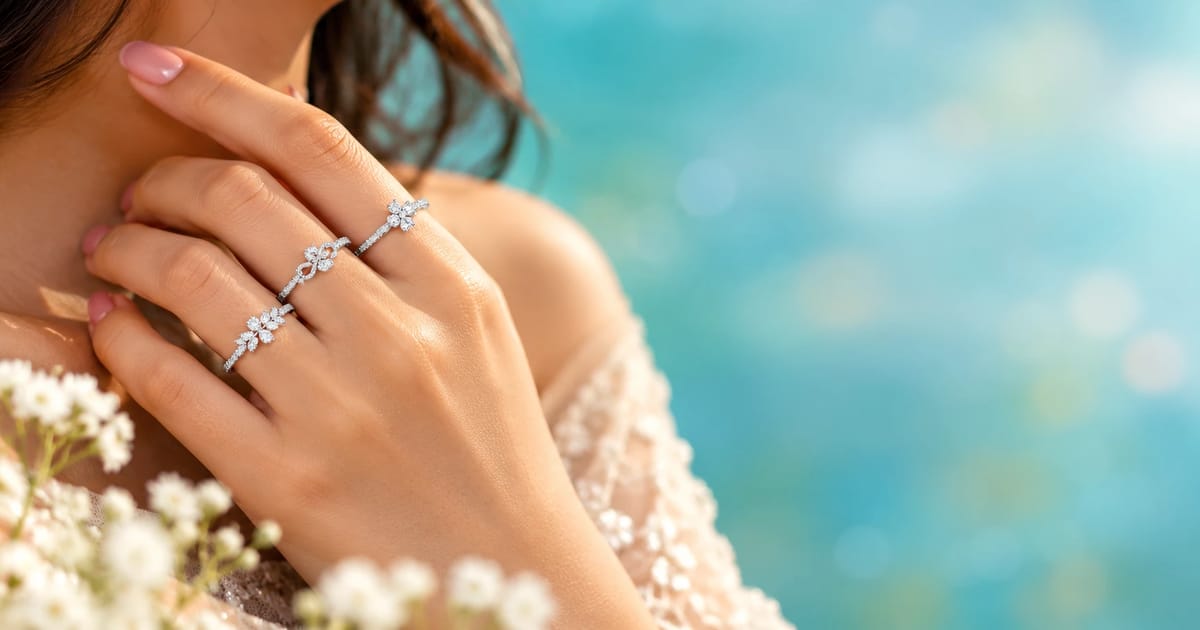 Three 925 silver rings for women worn together on one hand for daily wear