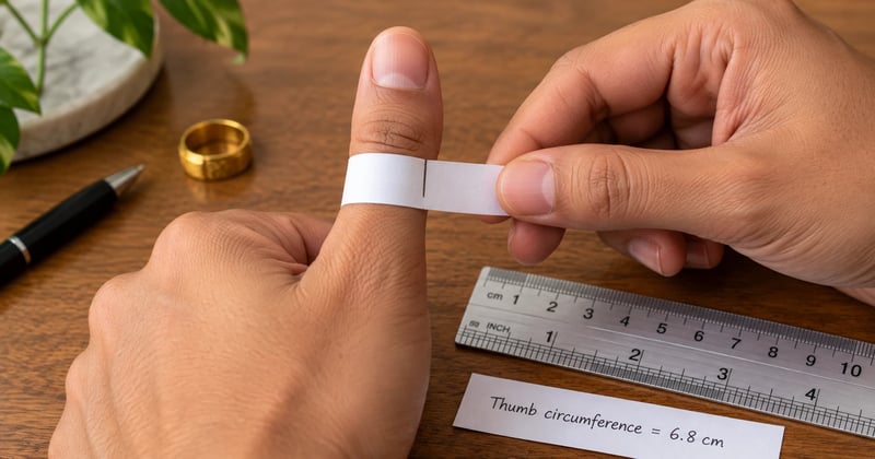 Measuring thumb circumference at home with a paper strip and a ruler
